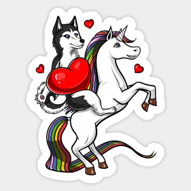 Siberian Husky Dog Riding Unicorn Sticker by underheaven